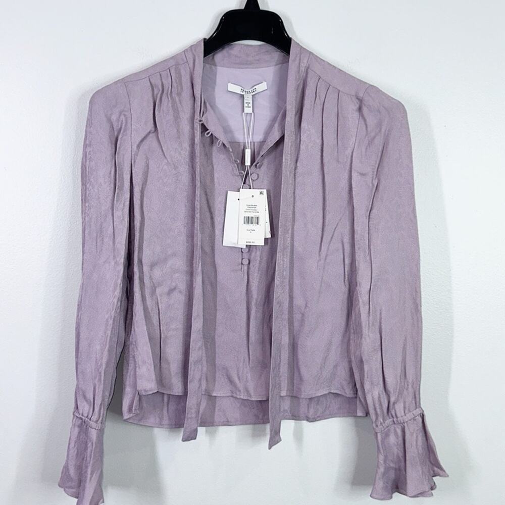 Derek Lam 10 crossby satin silk tie front lavender blouse size 4